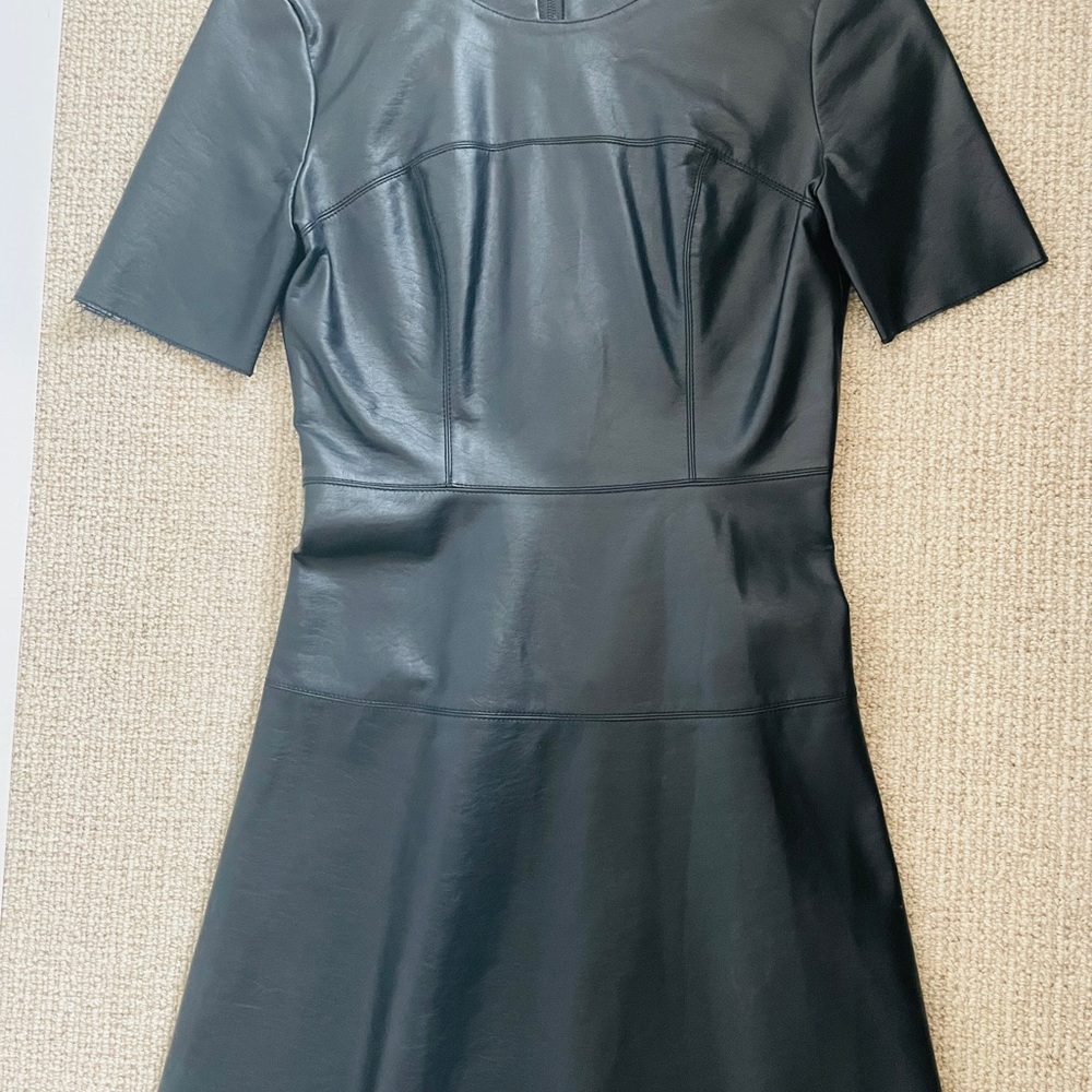 Tart Fit & Flare Faux Leather Short Sleeve Dress